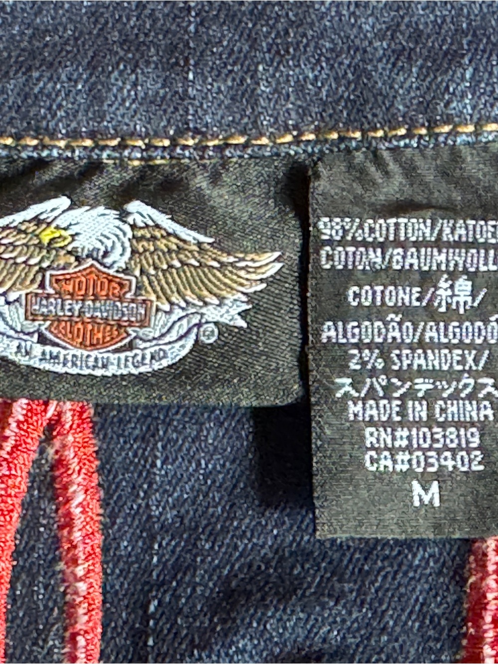 Harley-Davidson Dark Blue Denim Jean Jacket Floral Embroidered 6 8 M EUC - Picture 6 of 8